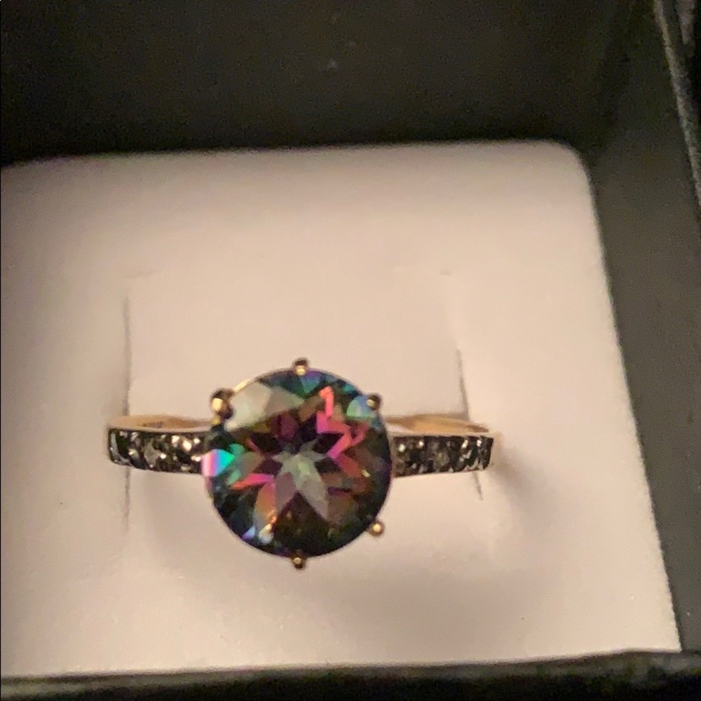 Mystic Topaz Ring Solid Yellow Gold Stamped 10Kt